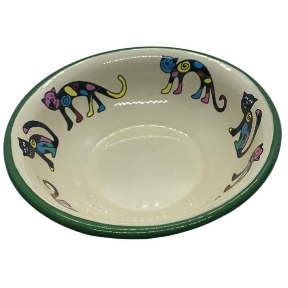 Enameled Cat Dog Pet Dish Food or Water Bowl With Kitten Design - Picture 4 of 5